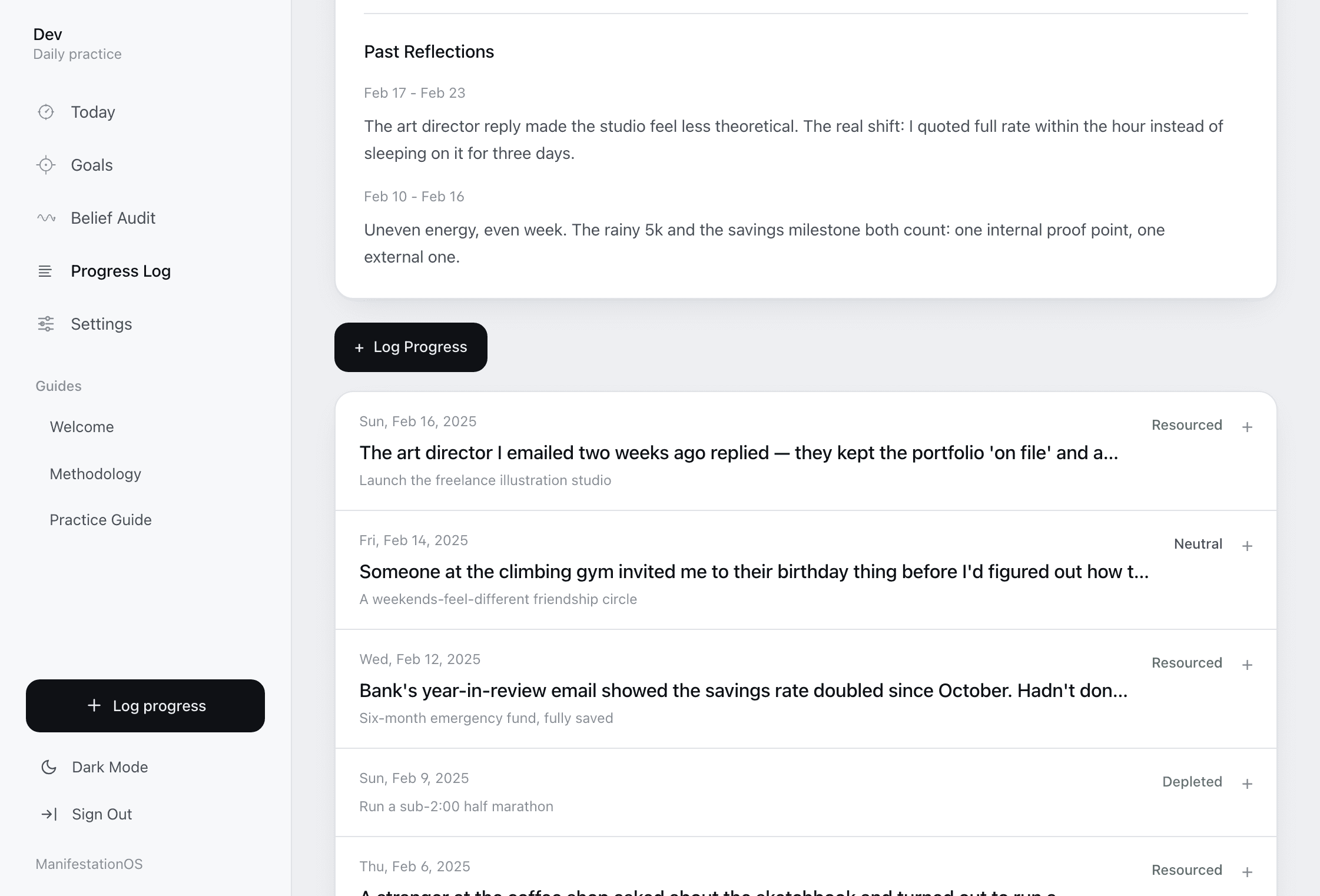 Progress Evidence Log — desktop app